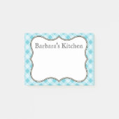 Personalisiert Blue Gingham Post - Anmerkungen Post-it Klebezettel (Vorderseite)