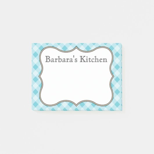 Personalisiert Blue Gingham Post - Anmerkungen Post-it Klebezettel (Vorderseite)