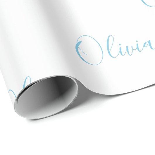 Personalisiert Blue Girly Elegante Name Geschenkpapier (Rolleneckpunkt)