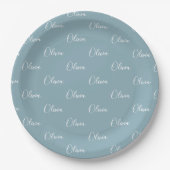 Personalisiert Blue Girly Elegante Name Pappteller (Vorderseite)