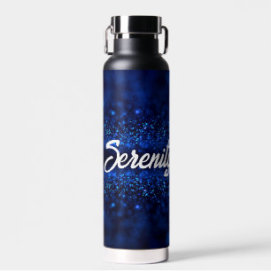 Personalisiert Blue Glitzer auf schwarz Trinkflasche