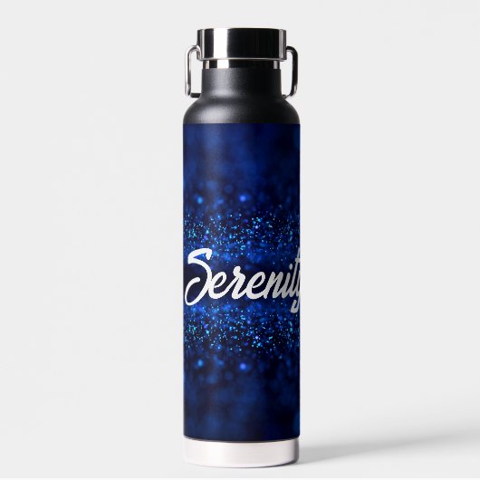 Personalisiert Blue Glitzer auf schwarz Trinkflasche (Vorne)