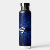 Personalisiert Blue Glitzer auf schwarz Trinkflasche (Links)
