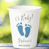 Personalisiert Blue Glitzer Baby Feet Babydusche Pappbecher