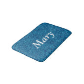 Personalisiert Blue Glitzer Bath Mat Badematte (Schrägansicht)