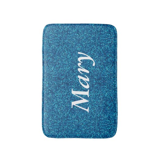 Personalisiert Blue Glitzer Bath Mat Badematte (Vorderseite Vertikal)