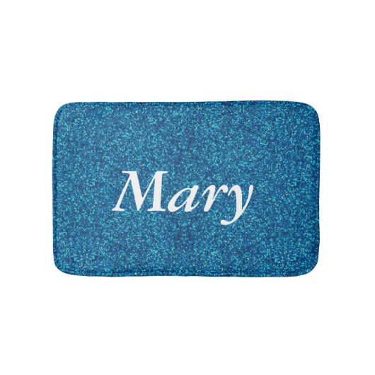 Personalisiert Blue Glitzer Bath Mat Badematte (Vorderseite)