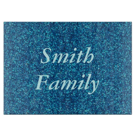 Personalisiert Blue Glitzer Cutting Board Schneidebrett (Vorderseite)