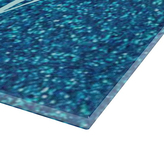 Personalisiert Blue Glitzer Cutting Board Schneidebrett (Ecke)