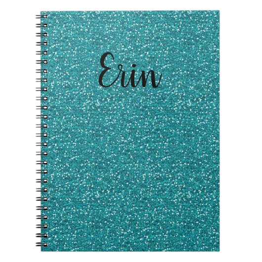 Personalisiert Blue-Glitzer-Notebook Notizblock (Vorderseite)