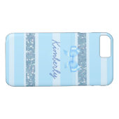 Personalisiert Blue Glitzer Phone Case (Rückseite (Horizontal))