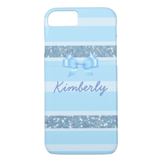 Personalisiert Blue Glitzer Phone Case (Rückseite)