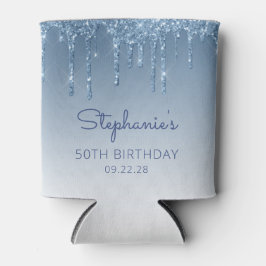 Personalisiert Blue Glitzer Tropfen 50. Geburtstag Dosenkühler