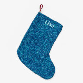 Personalisiert Blue Glitzer Weihnachten Strumpf Kleiner Weihnachtsstrumpf (Vorderansicht (hängend))