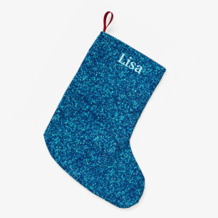 Personalisiert Blue Glitzer Weihnachten Strumpf Kleiner Weihnachtsstrumpf