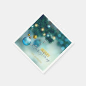 Personalisiert Blue Gold Baubles Tree CHRISTMAS Serviette (Ecke)