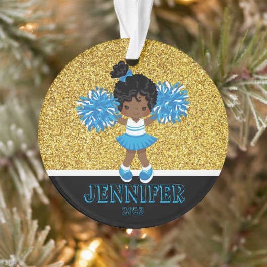 Personalisiert Blue & Gold Cheerleader Ornament (Baum)