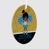 Personalisiert Blue & Gold Cheerleader Ornament (Vorderseite)