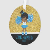 Personalisiert Blue & Gold Cheerleader Ornament (Vorderseite)