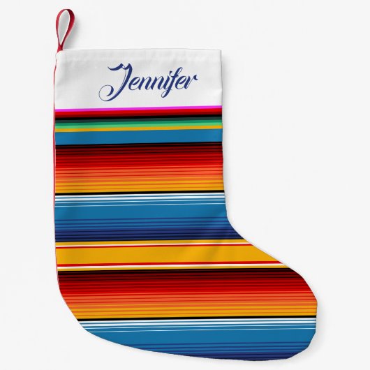 Personalisiert Blue Gold Red Mexican Sarape Kleiner Weihnachtsstrumpf (Vorderseite)