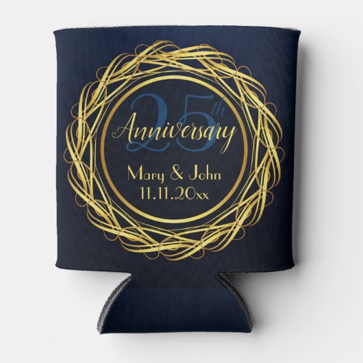 Personalisiert Blue Gold Royal Jubiläum Luxus Dosenkühler (Vorderseite)