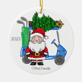 Personalisiert Blue Golf Cart Weihnachtsbaum Keramik Ornament