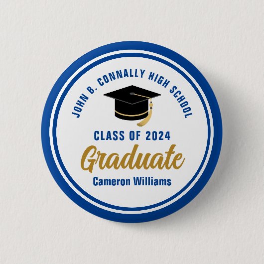 Personalisiert Blue Graduate 2023 Graduation Party Button (Vorderseite)