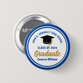 Personalisiert Blue Graduate 2023 Graduation Party Button (Vorne & Hinten)