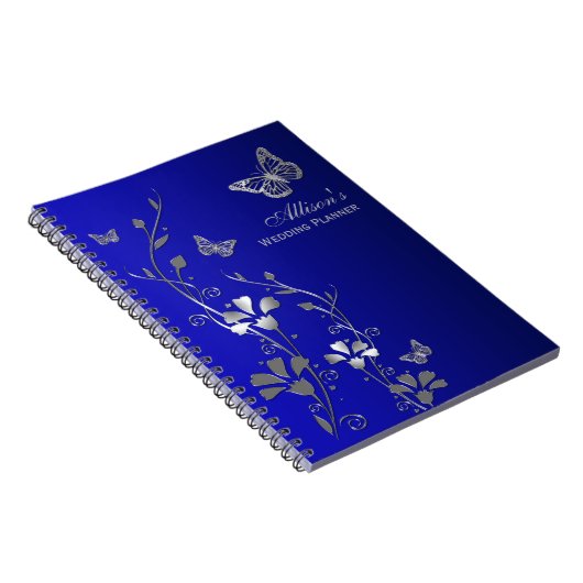 Personalisiert Blue, Grau Butterfly Floral Noteboo Notizblock (Rechte Seite)