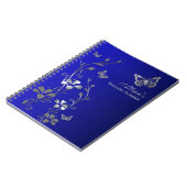 Personalisiert Blue, Grau Butterfly Floral Noteboo Notizblock (Linke Seite)