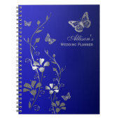 Personalisiert Blue, Grau Butterfly Floral Noteboo Notizblock (Vorderseite)