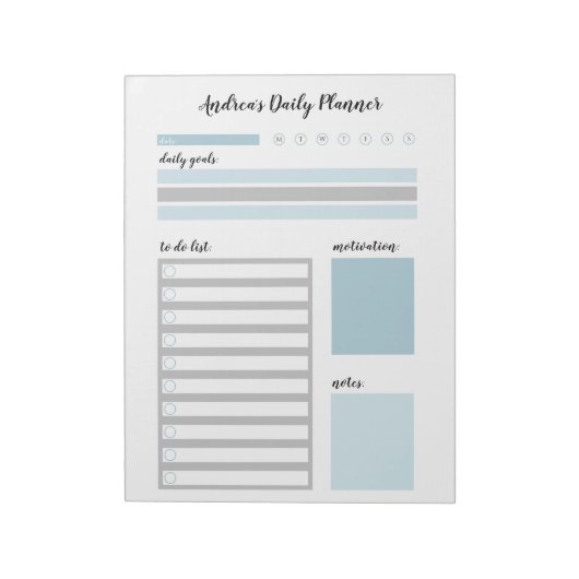 Personalisiert Blue Gray Daily Planer Notizblock (Rotiert)