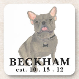 Personalisiert Blue Gray Frenchie French Bulldog Getränkeuntersetzer