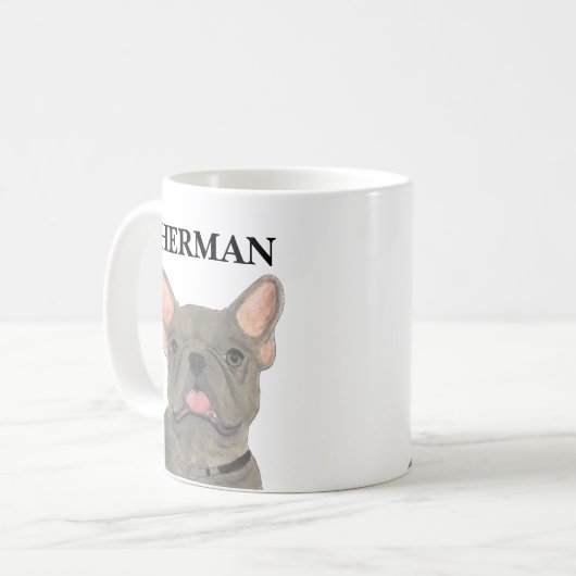 Personalisiert Blue Gray Frenchie French Bulldog Kaffeetasse (Vorderseite Links)
