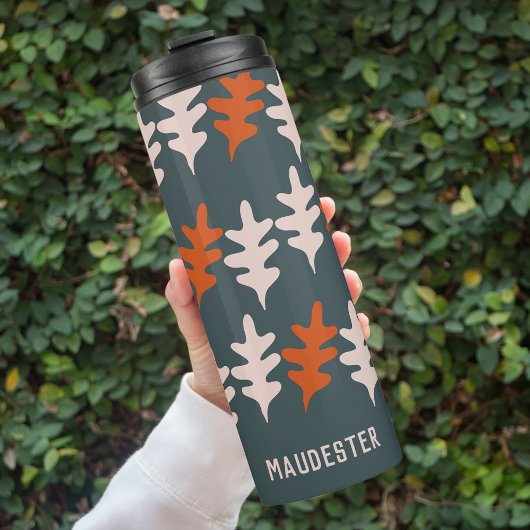 Personalisiert Blue Gray Orange Abstrakt Art Patte Thermosbecher