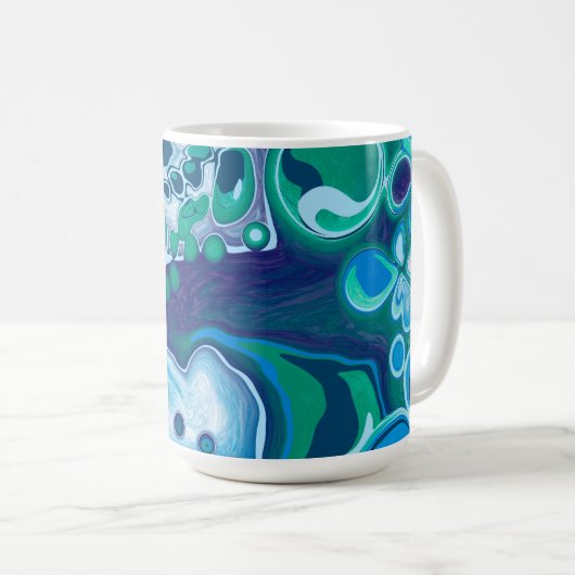 Personalisiert Blue Green Digital Marmorkunst Kaffeetasse (VorderseiteRechts)