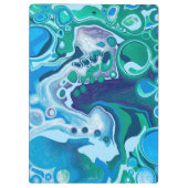 Personalisiert Blue Green Digital Marmorkunst Klemmbrett (Rückseite)