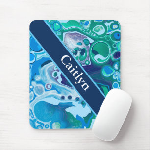 Personalisiert Blue Green Digital Marmorkunst Mousepad