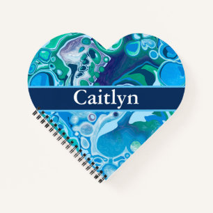 Personalisiert Blue Green Digital Marmorkunst Notizblock