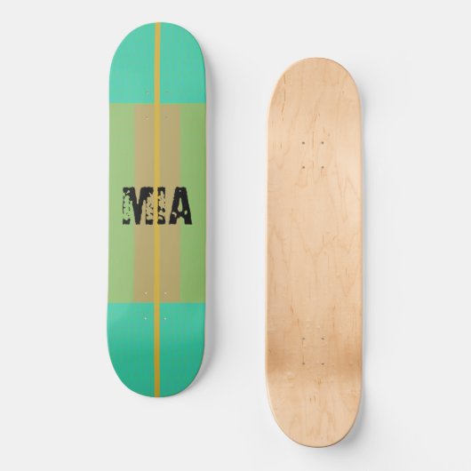 Personalisiert Blue Green Gold Skateboard (Vorderseite)