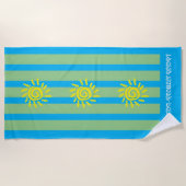 Personalisiert Blue Green Strips Badetuch (Vorderseite)