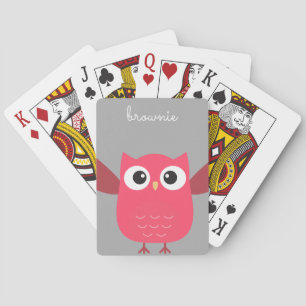 Personalisiert Blue & Grey Cartoon Owl Poker Cards Spielkarten