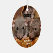 Personalisiert Blue Grey Dumbo Pet Rats Ornament Aus Metall (Vorderseite Rechts)