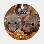 Personalisiert Blue Grey Dumbo Pet Rats Ornament Aus Metall (Vorderseite)