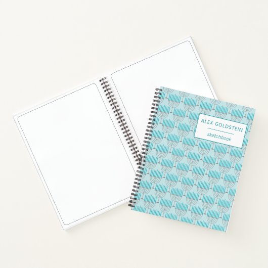Personalisiert Blue Hanukkah Menorah Sketchbook Notizblock (Innenseite)