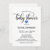 Personalisiert Blue Heart White Boy Baby Dusche Einladung (Vorne/Hinten)