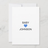 Personalisiert Blue Heart White Boy Baby Dusche Einladung (Rückseite)