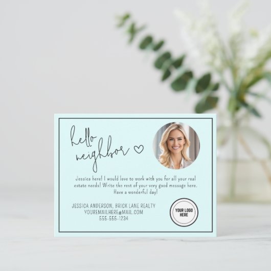 Personalisiert Blue Hello Neighbour Real Anwesen Postkarte (Stehend Vorderseite)