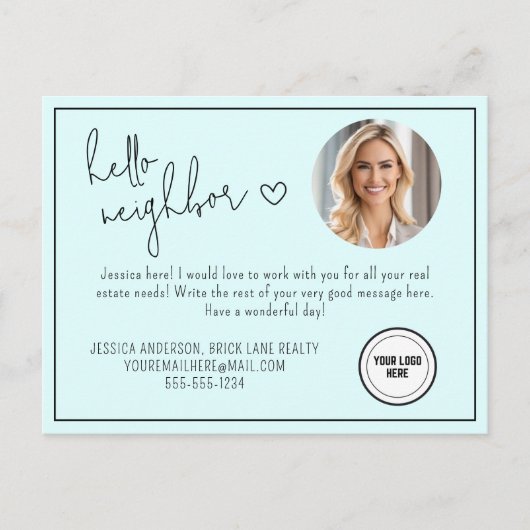 Personalisiert Blue Hello Neighbour Real Anwesen Postkarte (Vorderseite)