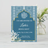 Personalisiert Blue Henna Night Einladung (Stehend Vorderseite)